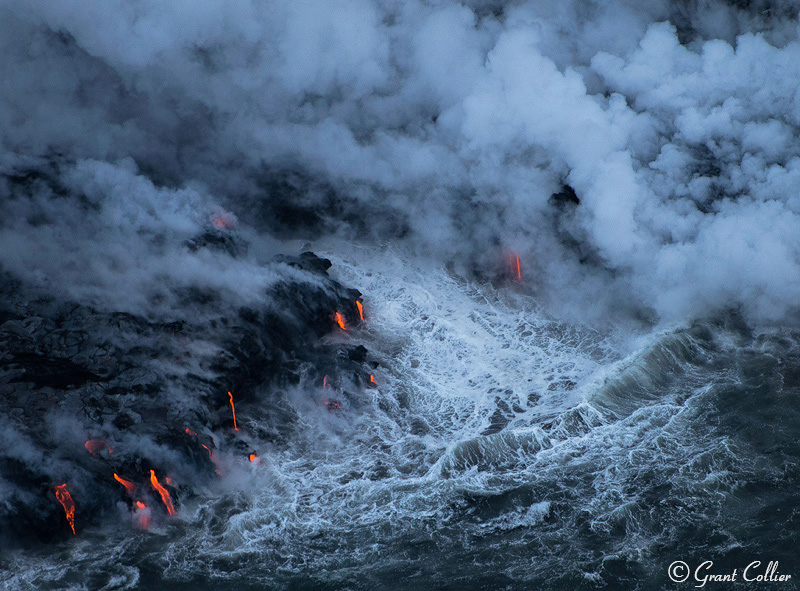 Lava Entering Ocean, Big Island, Hawaii