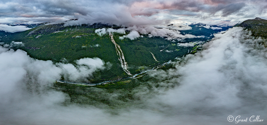 Aerial of Waterfall near Bjorli, Norway