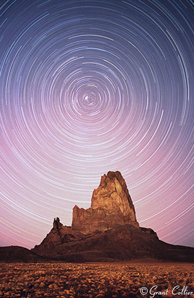 Agathla Peak, Arizona, star trails, North Star