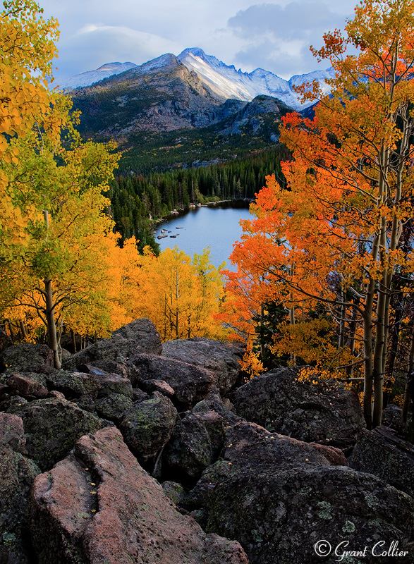 Bear Lake, Longs Peak, aspen trees, fall colors