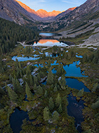 Aerial Photo of sunrise at Lower Blue Lake near Breckenridge.