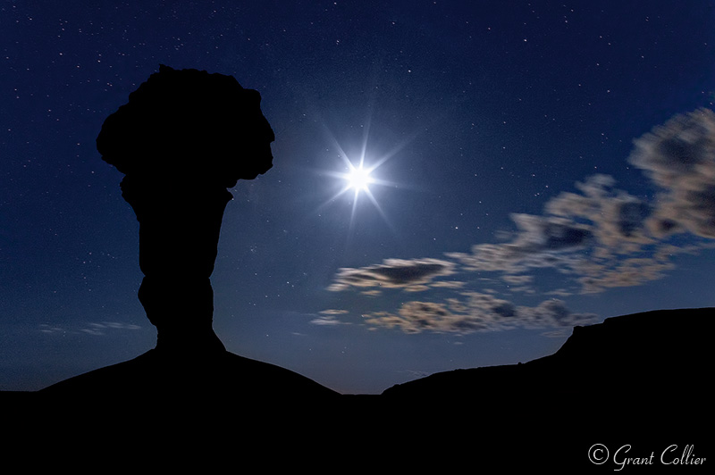 Moon, rock formations, Canyonlands, Utah