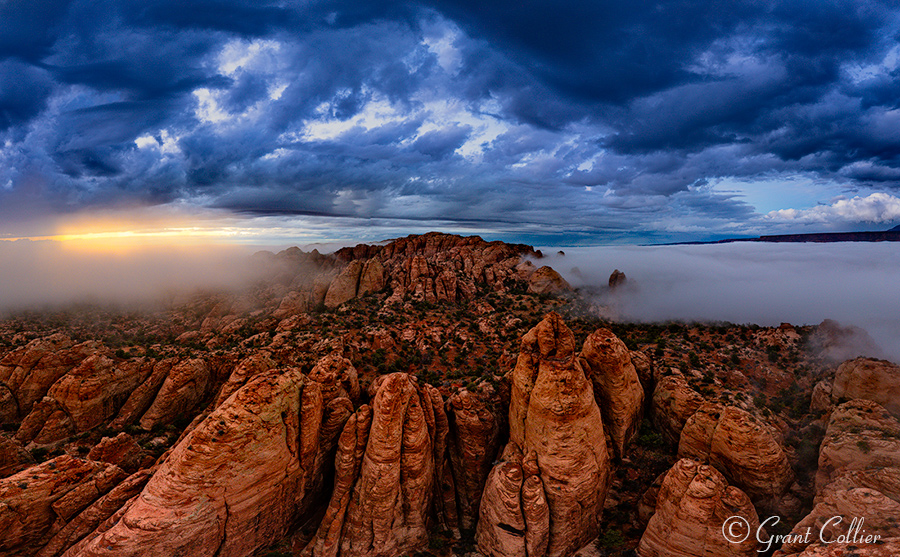 Low-lying clouds over Behind The Rocks near Moab