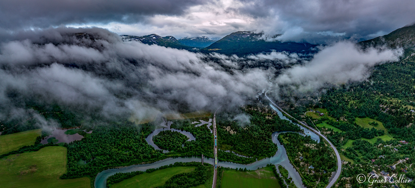 A train runs through Norway