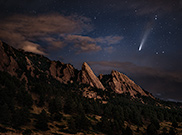 Comet NEOWISE over Boulder Flatirons.