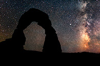 Delicate Arch, night photography, stars