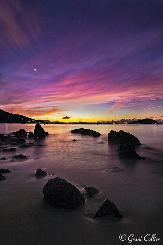 Sunset on beach at St John, U.S. Virgin Islands