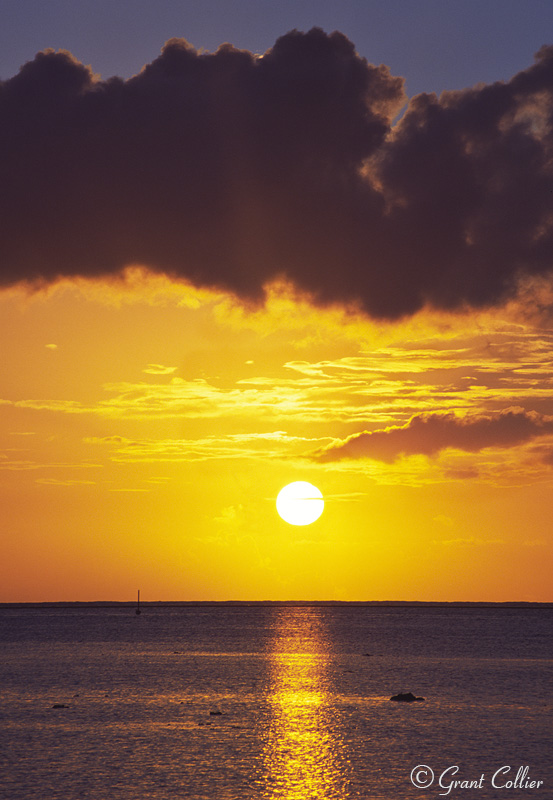 French Polynesia Sunset, ocean, island