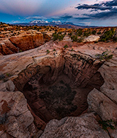 Aerial view of pothole arches known as Gemini Bridges