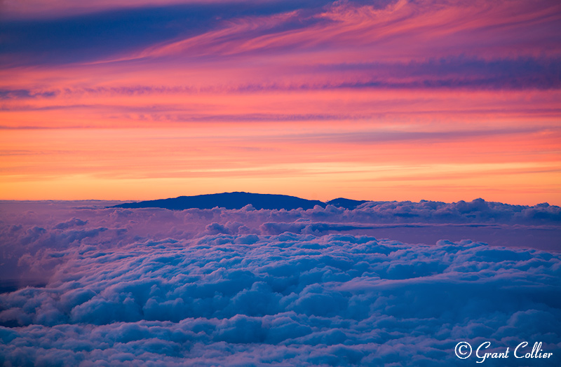 clouds, Mauna Kea, Haleakala, Maui, sunset