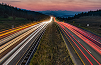 I-70 Traffic at Night, Colorado Rocky Mountains