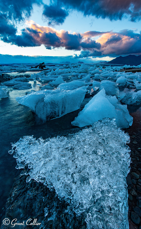 Icebergs from glacier in Iceland.