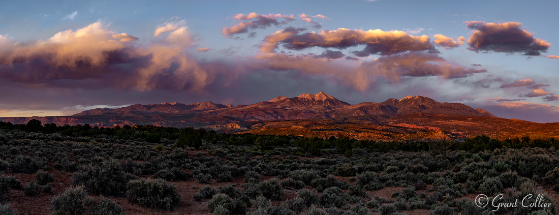 Colorful sunset over La Sal Mountains.
