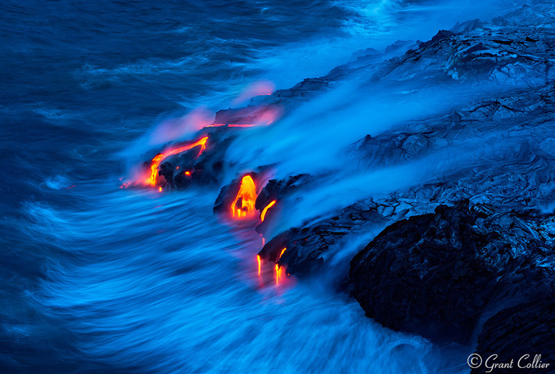 Lava From Kilauea Meeting the Ocean, Hawaii