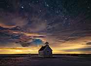 Geminids meteor over Abbott Church, near Lindon, Colorado