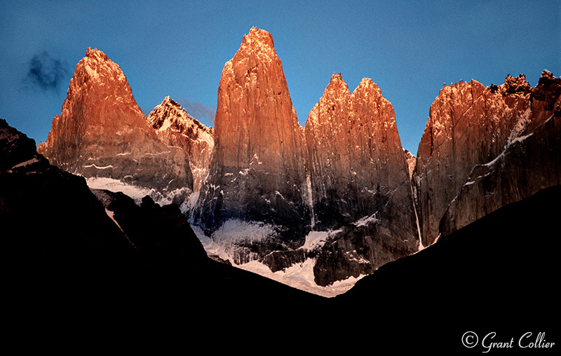 Los Torres del Paine, granite towers, sunrise