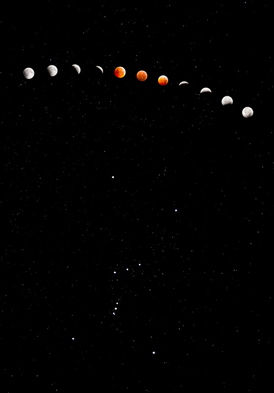 Total Lunar Eclipse Above Orion
