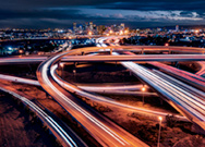 Aerial Photograph over the Mousetrap and I-25 and I-70 in Denver, Colorado.