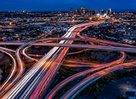 Night Photography Aerial, Mousetrap, I-70, I-25, Denver, Colorado