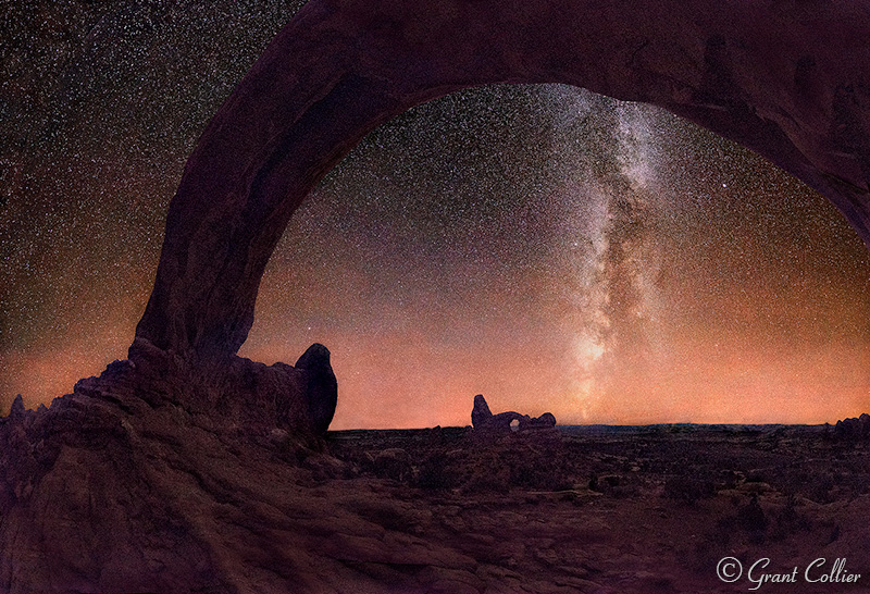 Turret Arch through North Window at Night