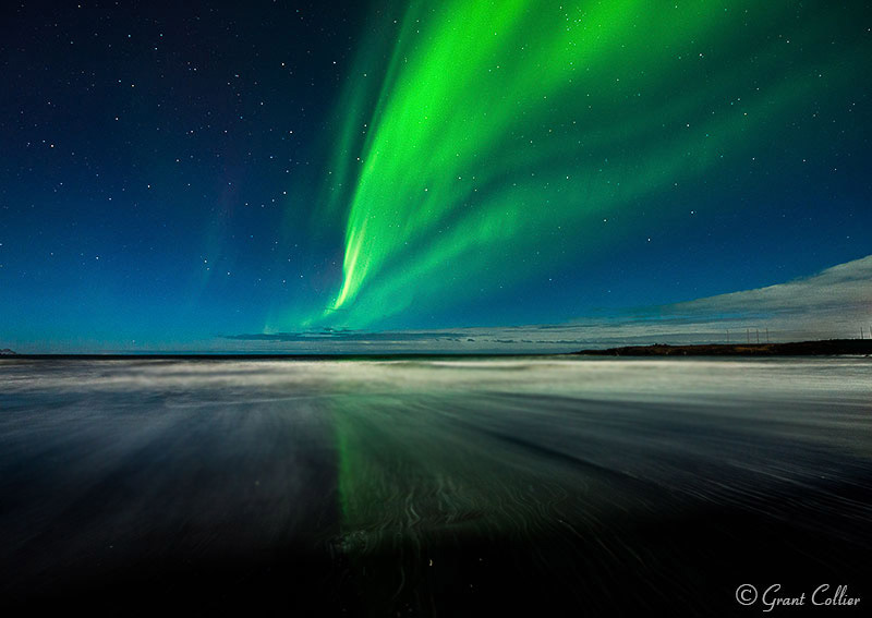 Aurora borealis over the coast of Iceland.