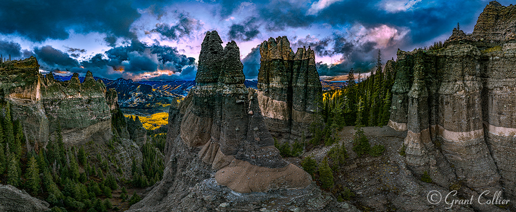 Autumn aerial view of Owl Creek Pass, Colorado