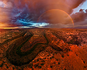 Rainbow over a canyon south of Moab, Utah