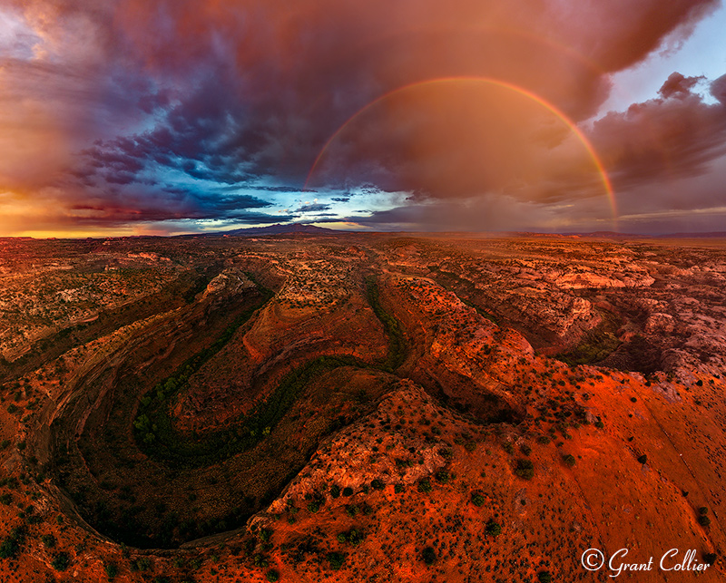 Rainbow over a canyon south of Moab, Utah