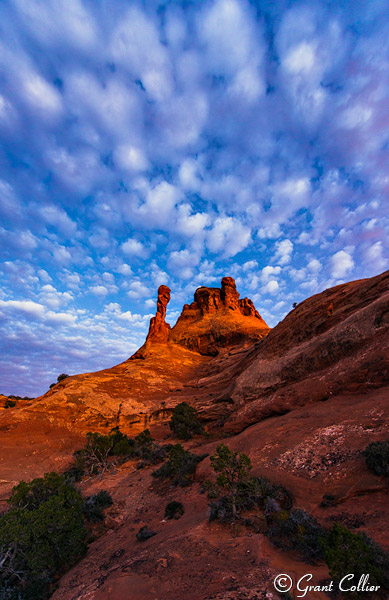 Altocummulus clouds over rock formations