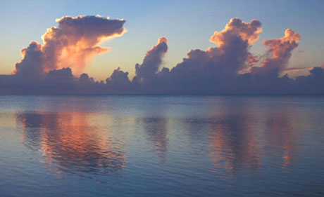 Tahiti Sunset, Moorea Island, Ocean, clouds