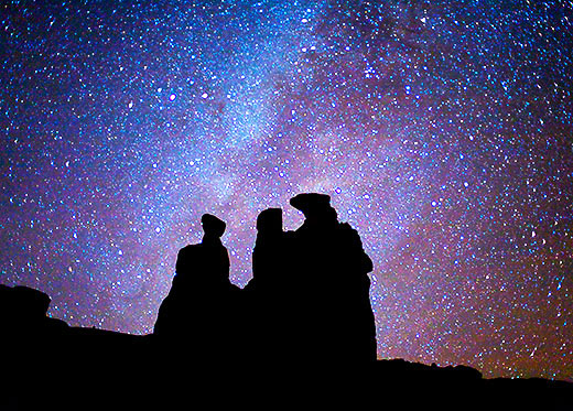 The Three Gossips, stars, Arches National Park, Utah