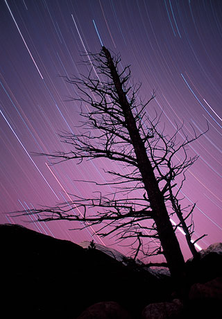 night sky, Rocky Mountain National Park, star trails