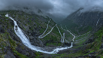 Trollstigen winding road and waterfall