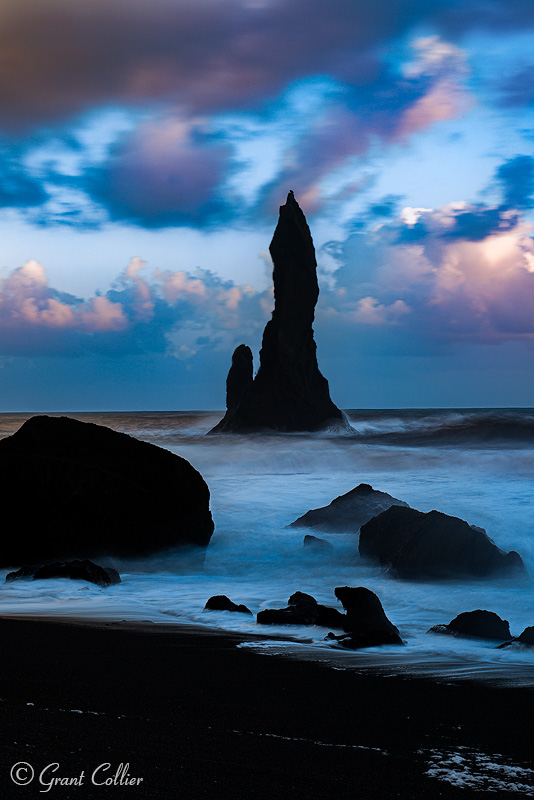 Sea Stacks at Black Sand Beach in Iceland