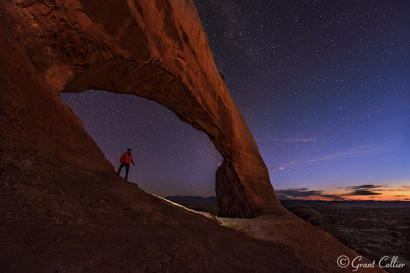 Light painting at Wilson Arch, Moab